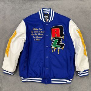 Rolling Loud Block Letterman Blue Button Varsity Jacket Outerwear Men's Size XL